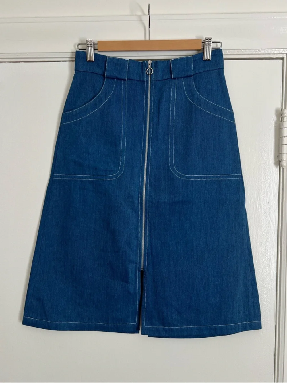 APC patch pocket denim midi skirt size 4 - Picture 1 of 4